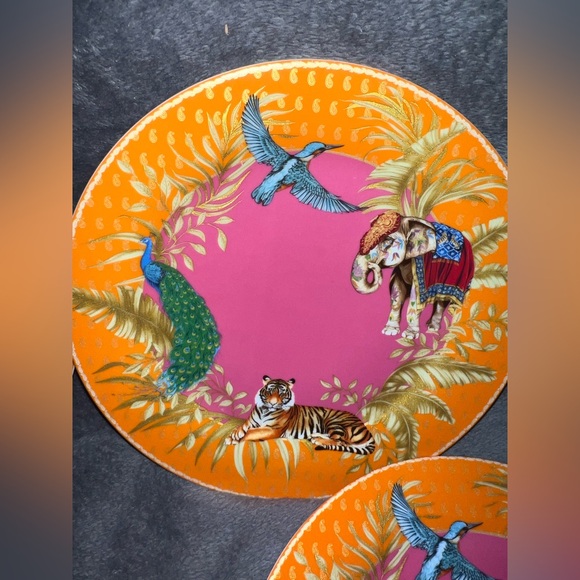 Williams Sonoma Palace RAJ Dinner Plates  Set of 5 Tiger Elephant Peacock & Bird - Picture 2 of 14